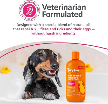 Zesty Paws Flea and Tick Shampoo for Dogs - Veterinarian Formulated Flea Shampoo for Dogs to Kill Fleas, Ticks & Their Eggs - Soothes Itchy & Irritated Dog Skin - Cedarwood, Rosemary & Peppermint Oil
