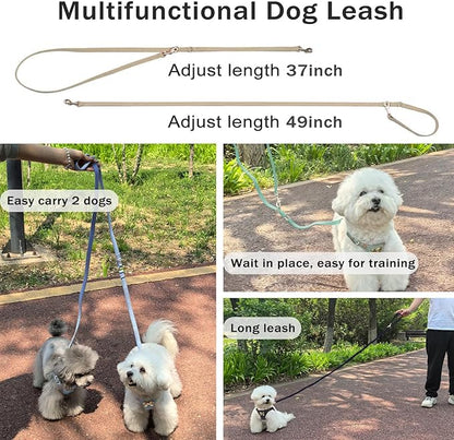 No Pull Dog Harness and Leash Set for Small Sized Dog Training; Puppy Harnesses with Multifunction Dog Leash, Soft Adjustable Denim No Choke Escape Proof Pet Harness for Small and Medium Dog (Brown S)