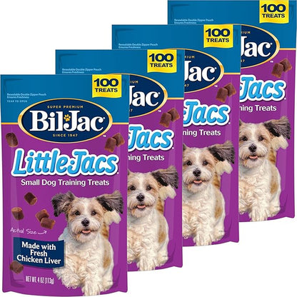 Bil-Jac Little Jacs Small Dog Training Treats, Chicken Flavor, Made with Chicken Liver, 4 oz (4-Pack)