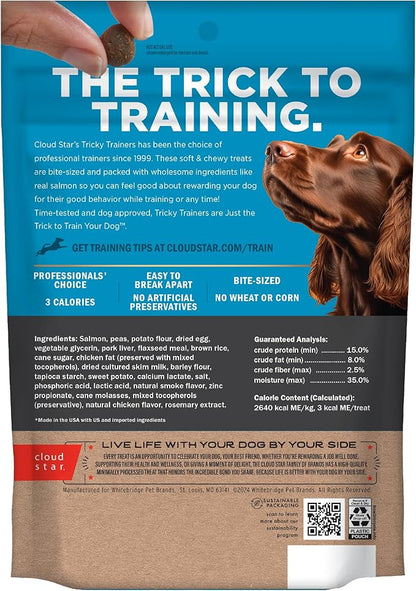 Cloud Star Tricky Trainers Soft & Chewy Dog Training Treats 14 oz. Bag, Salmon Flavor, Low Calorie Behavior Aid with 360 Treats