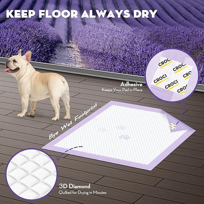 CROCI 22x22in Puppy Pads 100 Count with Adhesive Tabs, Dog Pads Absorbs Up to 3 Cups Potty Training, Disposable