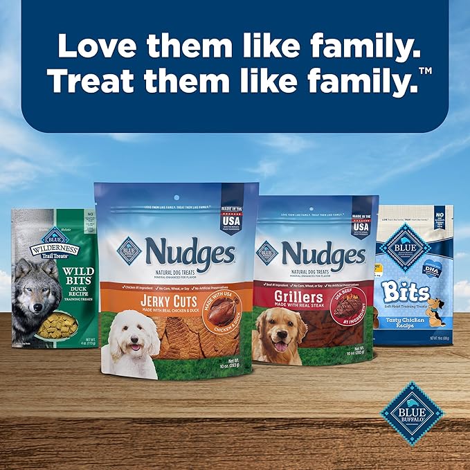 Blue Buffalo Nudges Jerky Cuts Dog Treats, Made in the USA with Natural Ingredients, Chicken & Duck, 36-oz Bag