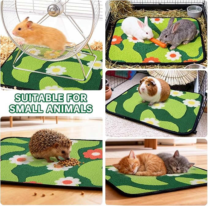 Qeils Reusable Puppy Pads for Small Dogs, Washable Pee Pads with Non-Slip , Absorbent Leakproof Mat for Crates, Playpens, Pet Beds & Whelping, Indoor Potty Training Grass Green, 14"x18", 2 Pack