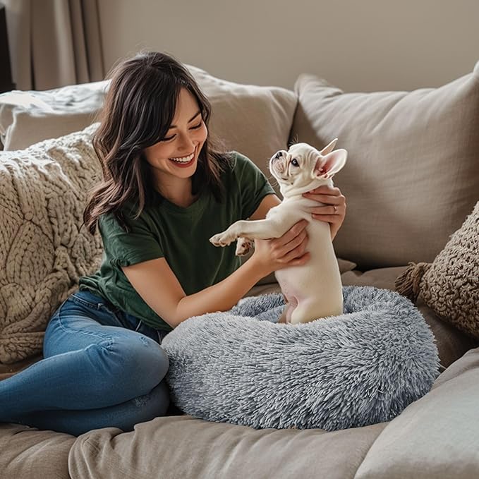 Extra Large Dog Beds, 36 Inch Human Dog Anxiety Relief Comfort Bed, Indestructible & Chew Proof Pet Beds (Light Grey)