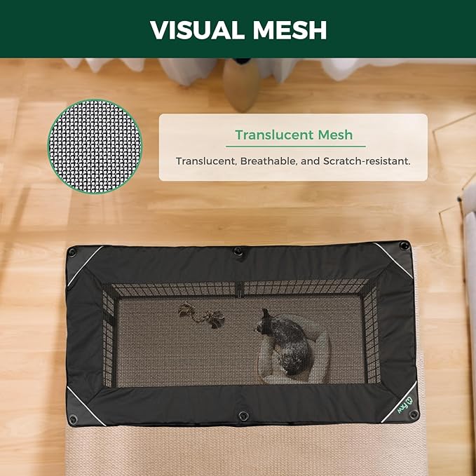 FXW Homeplus Indoor Dog Playpen with Rectangle Mesh Top Cover for Escape Prevention, 32 Inch 6 Panels Heavy Duty Dog Pen for Small and Medium Dogs, Black│Patented