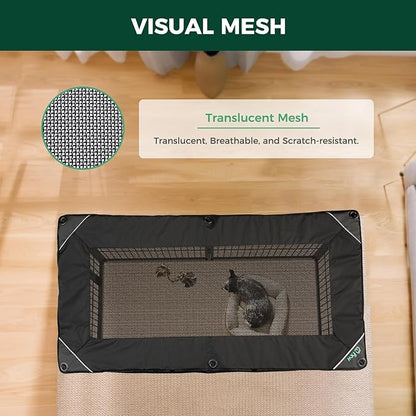 FXW Homeplus Indoor Dog Playpen with Rectangle Mesh Top Cover for Escape Prevention, 32 Inch 6 Panels Heavy Duty Dog Pen for Small and Medium Dogs, Black│Patented