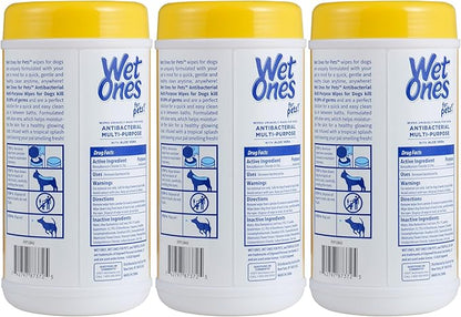 Wet Ones for Pets Antibacterial Dog Wipes, Multi-Purpose Grooming Wipes with Aloe Vera for Paws, Face & Body, Easy Cleanups Between Baths, Tropical Splash Scent, 5.7 in x 7.5 in, 50 Count - 3 Pack