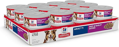 Hill's Science Diet Adult 7+ Wet Dog Food, Beef & Barley, 5.8 oz. Cans, 24-Pack