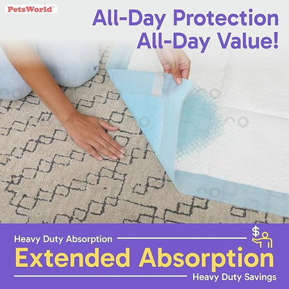 PetsWorld Enormous Dog Pee Pads 37"x54" 50 Count – XXXL Pet Pee Pads for Giant Dogs & Pets, Heavy Duty Leak-Proof Dog Training Pads, Super Absorbent Quick-Dry Potty Pads with Adhesive Tabs