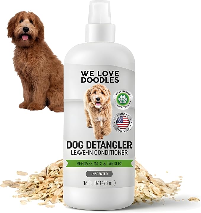 We Love Doodles Dog Detangler Spray - Leave-in Conditioner for Dogs - Dog Detangling Spray - Dematting Spray for Dogs - Tangle Remover - Made in The USA (Hypoallergenic Unscented)