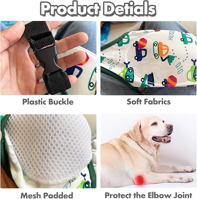 HDKUW Dog Elbow Protector, Dog Front Leg Recovery Sleeve for Prevent Licking Wound, Elbow Sleeves with Mesh Pad for Medium Large Dogs Green 3XL