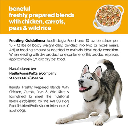 Purina Beneful Freshly Prepared Blends Wet Dog Food With Chicken, Carrots, Peas and Wild Rice - (Pack of 8) 10 oz. Tubs