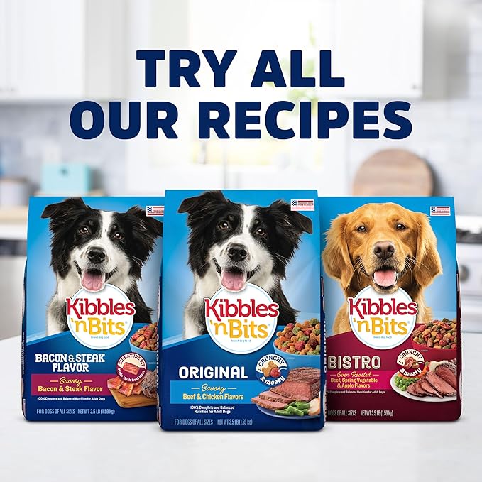 Kibbles 'n Bits Savory Bacon & Steak Flavor Dry Dog Food, 3.5 lb. Bag (Pack of 2)