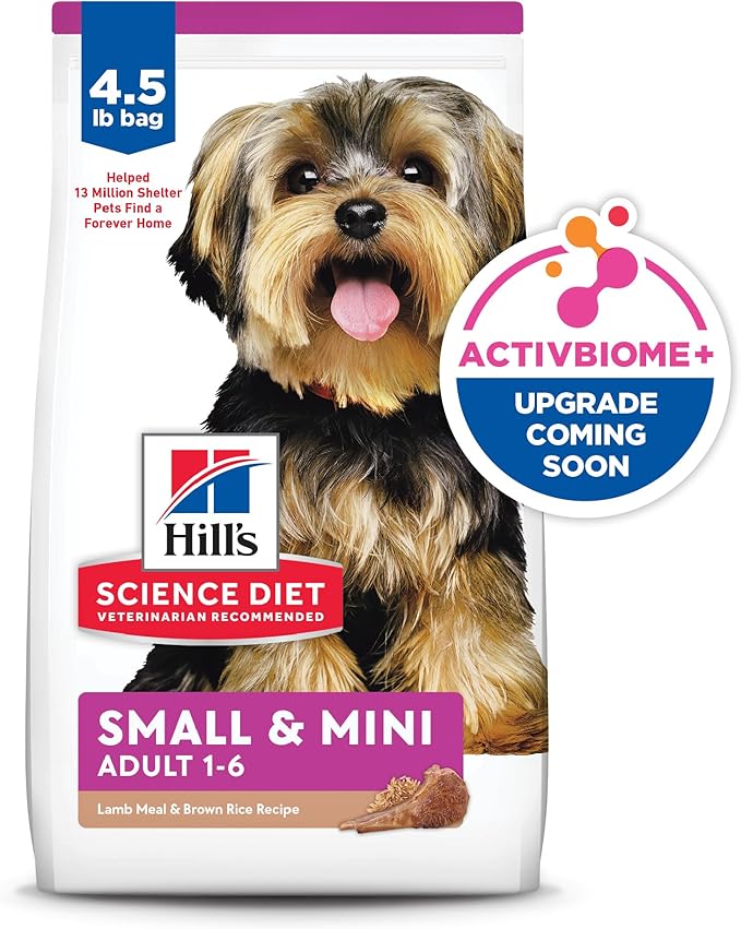 Hill's Science Diet Adult 1-6 Small & Mini Dry Dog Food, Lamb Meal & Brown Rice, 4.5 lb. Bag