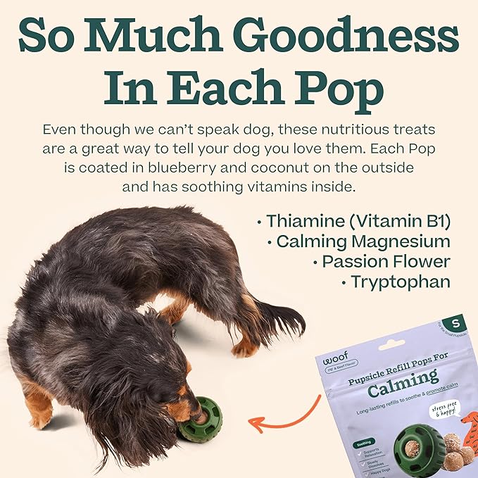 WOOF Pupsicle Refill Pops for Calming - Long-Lasting Refills for the Pupsicle Toy to Promote Calm - Calming Dog Treats - Magnesium for Dogs- Small Pops - 10 Count