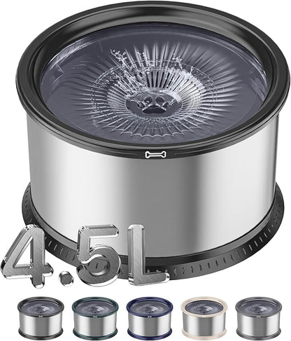 4.5L/1.2Gal Dog Water Bowl, No Spill Stainless Steel Slow Water Bowl for Medium Large Dogs, Large Capacity Splash Proof Slow Drinking Water Bowls with Anti-Slip Mat for Mess Drinkers