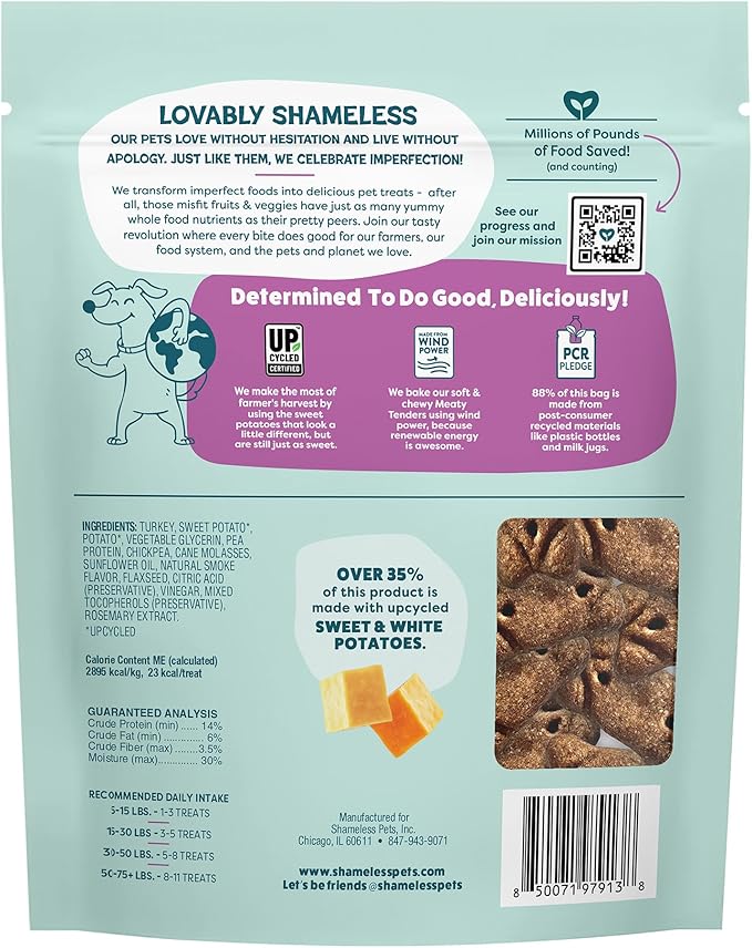 Shameless Pets Soft & Chewy Dog Treats, Talk'n Turkey Meaty Tenders, 1.5lb – Real Turkey is 1st Ingredient – Grain Free, No Corn or Soy – Digestive Support – for Small, Medium & Large Dogs