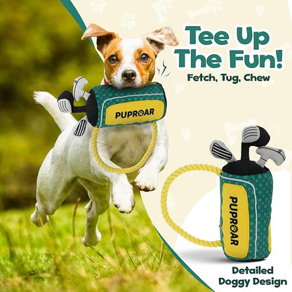PUPROAR Golf Dog Toy, Funny Dog Birthday Gift with Rope, Cute Squeaky Puppy Toy