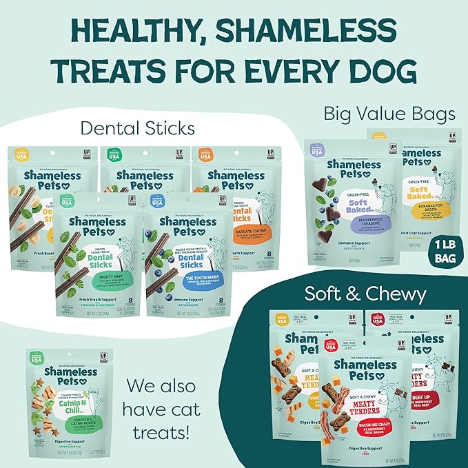 Shameless Pets Soft-Baked Dog Treats, Pumpkin Nut Partay - Natural & Healthy Chews for Digestive Support with Fiber - Doggy Biscuits Baked & Made in USA, Free from Grain, Corn & Soy - 1 Pound 1Pack