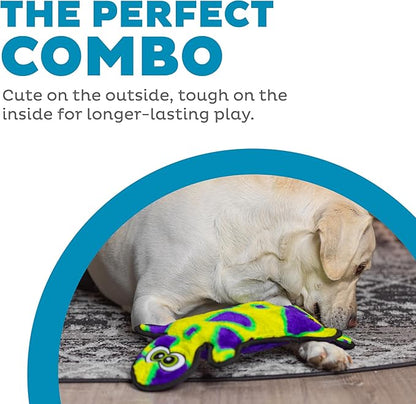 Outward Hound Durablez Gecko – Squeaky Plush Dog Toy, No Stuffing for Less Mess, Interactive & Tough, 4 Jumbo Squeakers, Puppies & Dogs, Large, 17.5"