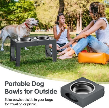 XIAZ Elevated Dog Bowls Large Breed Raised Dogs Bowl Stand Large/Medium Sized Dog Stainless Steel Food Water Bowl Stands 5 Heights Adjustable 9/11/12/14in Pet Feeder Dish Station