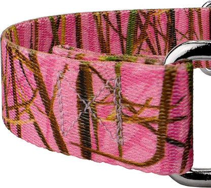 Country Brook Petz - Pink Waterfowl Camo Martingale Dog Collar and Leash - Camouflage Collection Featuring Rugged Designs (1 Inch, Large)