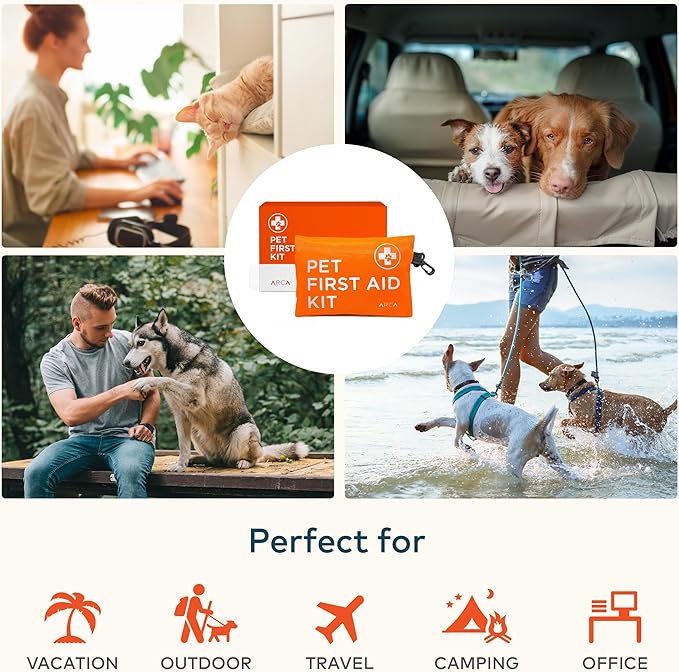 ARCA PET Dog First Aid Kit - Pet Emergency Kit - Water Resistant High Visibility Reflective First Aid Pouch Dog Camping Essentials for Hiking, Backpacking, Sports, Hunting