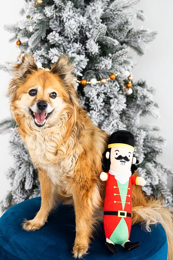 Pearhead Holiday Nutcracker Dog Toy, Stuffed Dog Plush Toy, Squeaker Pet Toy, Christmas Dog Toy, Pet Owner Gift, Novelty Pet Toys