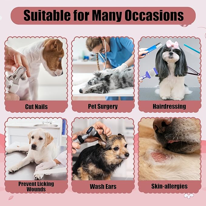Soft Dog Cone Collar - Adjustable Recovery Cone for Large Dogs After Surgery to Stop Licking, Waterproof Elizabethan Protective Neck Donut Collar Alternative for Pet (Pink, XL)