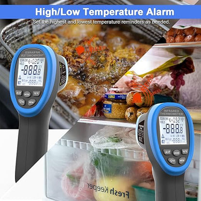 HOLDPEAK Infrared Thermometer D:S=16:1, Digital IR Thermometer 58℉~1472℉, Non-Contact High Laser Temp IR Tool for Cooking (NOT for Human) 985C