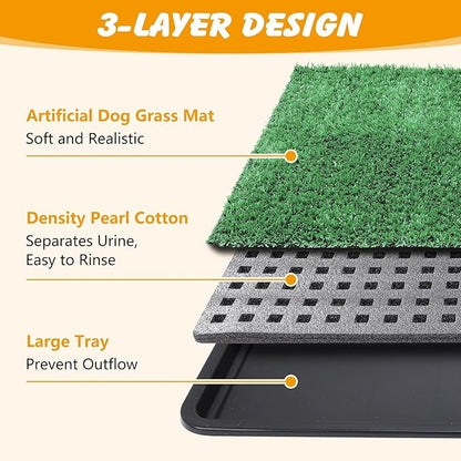 ondware Dog Grass Pad with Tray,35x23in Dogs Potty Tray with 2-Pack Upgraded Replacement Artificial Grass,Dog Litter Box for Pet Training,Indoor Portable Pottys Pet Toilet