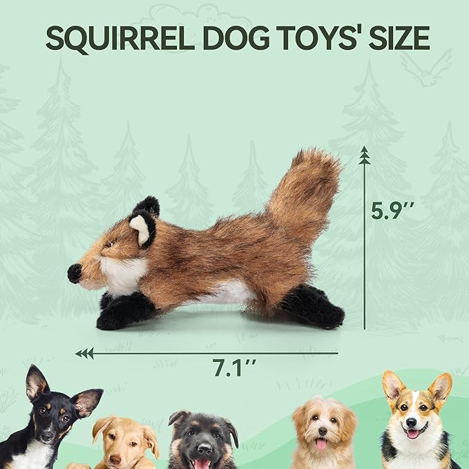 ALL FOR PAWS Squeaky Doy Toy, Fox Dog Toy for Small Medium Large Breed, Puppy Fetch Toy with Squeaker, Plush Chew Dog Toy, Classic S