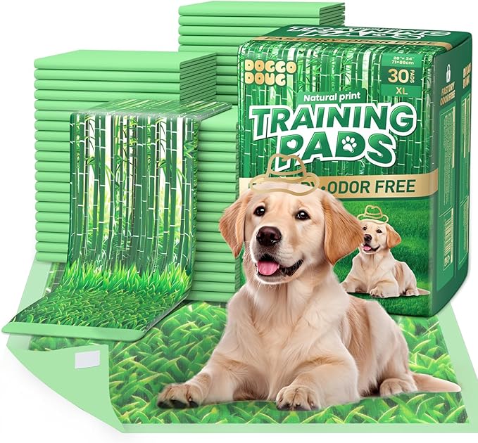 Puppy Pads XL 30 Count - 28"x34" Extra Large Pee Pads for Dogs Odor Blocking, Leak-Proof Potty Training Pad Super Absorbent, 6-Layer Leak-Bamboo Patterns Dog Pads