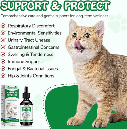 Antibiotics for Cats, Cat Antibiotics for Infections, Supports Immune & Cats Allergy Itch Relief, Health Supplies cat UTI Cat Multivitamin, 60ML