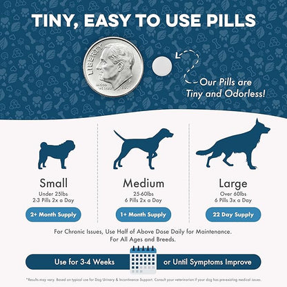 Dog UTI Treatment & Kidney Health Formula – Natural Dog Urinary Tract Supplements to Manage Urine Frequency & Leaks – Bladder Control Support for Urinary Incontinence & Renal Health – 400 Tiny Pills