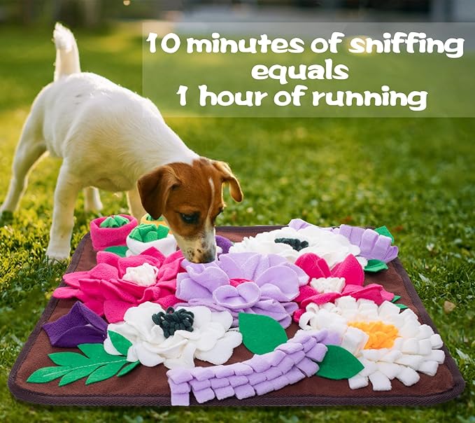 Snuffle Mat for Dogs,Dog Feeding Mat Sniff Mat Interactive Dog Puzzle Mat for Training and Stress Relief Encourages Natural Foraging Skills (Coffee)