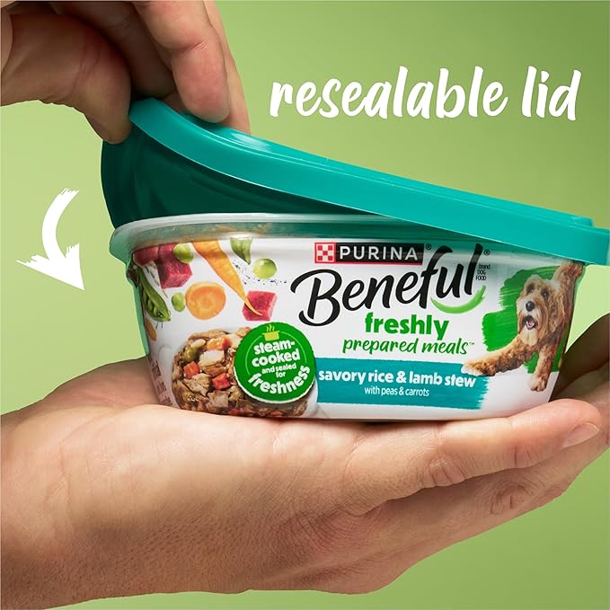 Purina Beneful Wet Dog Food Freshly Prepared Meals Beef Stew with Peas, Carrots, Rice, and Barley - (Pack of 8) 10 oz. Tubs