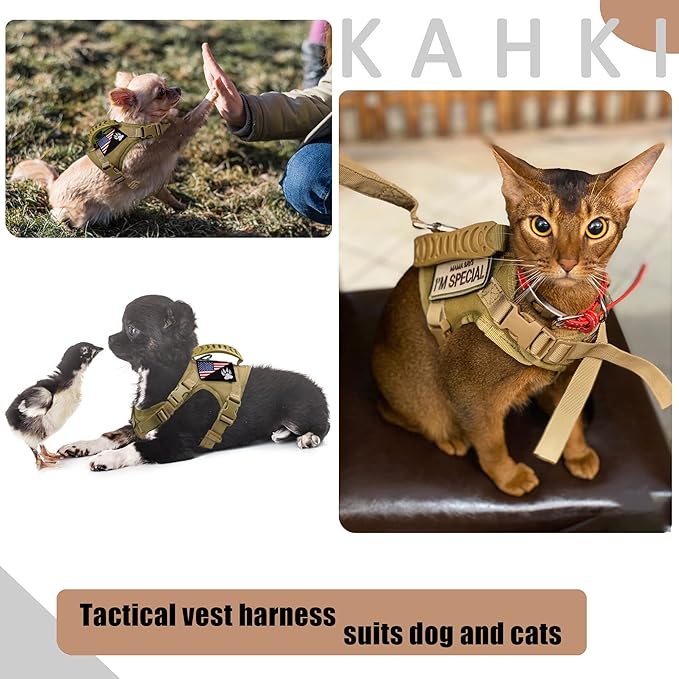 Tactical Dog Harness Tactical Puppy Vest with Rubber Handle K9 Military Adjustable Pet Vest Harness for Outdoor Training XS Dog Harness (Camouflage Harness)