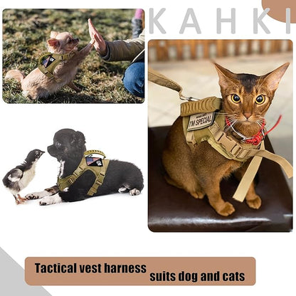 Tactical Dog Harness Tactical Puppy Vest with Rubber Handle K9 Military Adjustable Pet Vest Harness for Outdoor Training XS Dog Harness (Camouflage Harness)