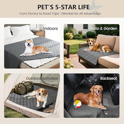 gogobunny 3X Stronger Waterproof Pet Blanket, Scratch Proof Furniture Protector for Dogs Cats, Reversible Cover 52x82 Inch, Dark Grey