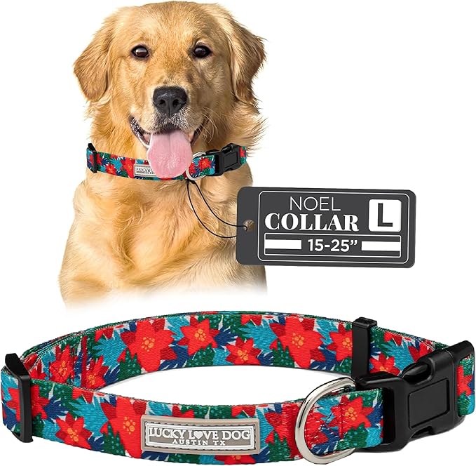 Lucky Love Dog - Adjustable Dog Collar with Easy Click Noel for Large Ones, Durable, & Comfortable for Male & Female Dogs, Pet Collar for Puppies & Adult Dogs - Noel, Large