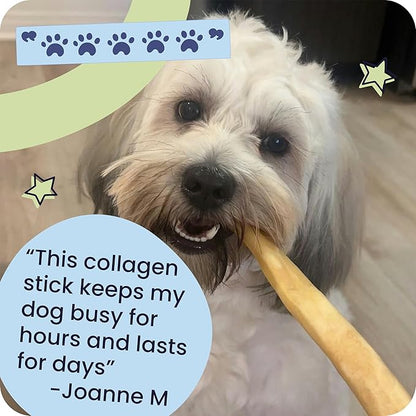 Pawstruck Natural 5-7” Beef Collagen Braids for Dogs - Healthy Long Lasting Alternative to Traditional Rawhide & Bully Sticks Chew Treats w/Chondroitin & Glucosamine - 5 Count - Packaging May Vary