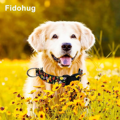 Martingale Collar with Buckle Adjustable Nylon Training No Pull Dog Collars for Large Dogs (Orange Floral, Large)
