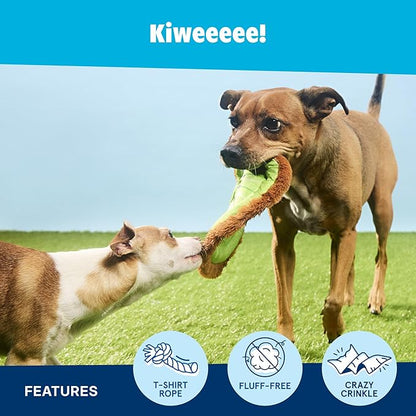 Barkbox Kiweeeee! Flying Disc Dog Toy | Fluff-Free Crinkle Disc with T-Shirt Rope Edge | Durable Fetch Toy for Dogs & Puppies Who Love to Toss & Chase