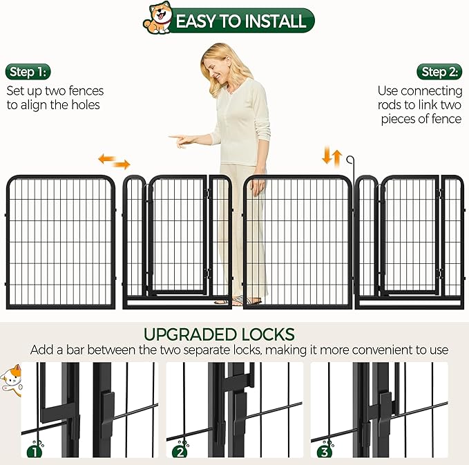 Yaheetech Dog Playpen Outdoor, 32 inch 6 Panels Dog Pen Indoor Heavy Duty Puppy Exercise Pen Metal Pet Fence for RV Camping/Yard/Garden