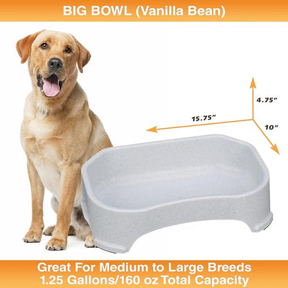 Neater Pet Brands Extra Large Water Bowl for Dogs, Outdoor Dog Water Bowl (1.25 Gallon XL Capacity), Big Trough Style Food Dish for Indoors or Outside, No Spill Large Dog Bowls, Vanilla Bean