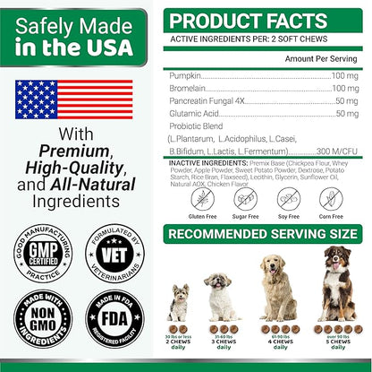YUMA'S No Poo Chews for Dogs - 170 Count - Coprophagia & Stool Eating Deterrent for Dogs - Stop Eating Poop for Canine - Probiotics & Digestive Enzymes Supplement - Gut Health - Made in USA