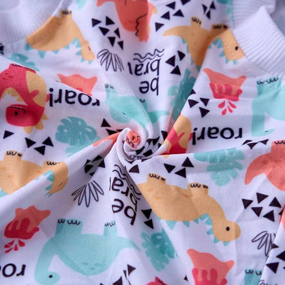 PetWarm Dog Neuter Recovery Suit Male, Onesies for Dogs, Bodysuit for Abdominal Affected Areas Sensitive Skin Areas, E-Collar and Dog Cone Alternative After Surgery, Dinosaur Pattern, White, XS