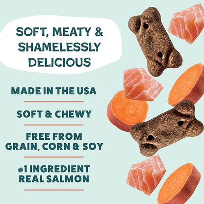 Shameless Pets Soft & Chewy Dog Treats, Reelin' Salmon Meaty Tenders, 1.5lb – Real Salmon is 1st Ingredient – Grain Free, No Corn or Soy – Digestive Support – for Small, Medium & Large Dogs
