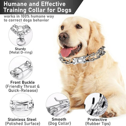 Dog Training Collar Adjustable Stainless Steel Collar with Quick Release Buckle for Small Medium Large Dog (XL Neck Girth 16.9"-22.2")